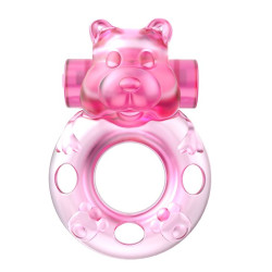 Розовое эрекционное виброкольцо на пенис Pink Bear Розовое эрекционное виброкольцо на пенис Pink Bear