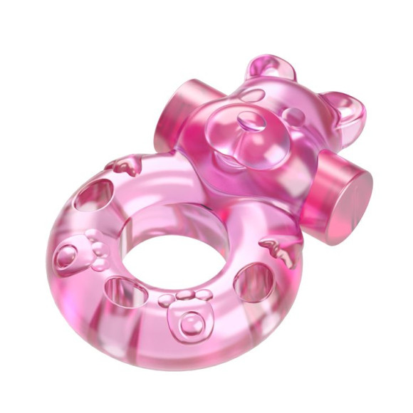 Розовое эрекционное виброкольцо на пенис Pink Bear Розовое эрекционное виброкольцо на пенис Pink Bear