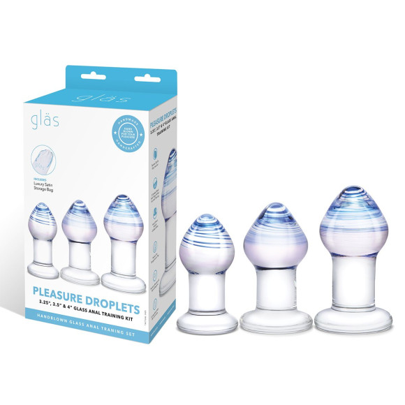 Набор из 3 стеклянных анальных пробок Pleasure Droplets Plug Set Набор из 3 стеклянных анальных пробок Pleasure Droplets Plug Set