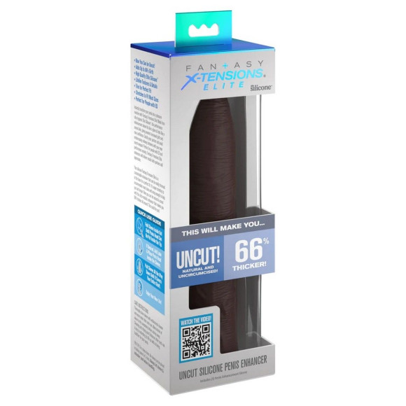 Коричневая насадка-удлинитель Uncut Silicone Penis Enhancer - 17,8 см. Коричневая насадка-удлинитель Uncut Silicone Penis Enhancer - 17,8 см.