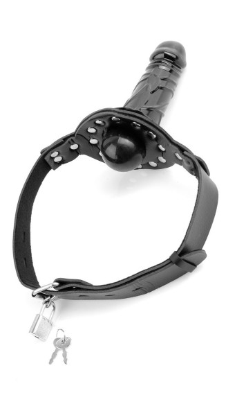 Чёрный кляп с фаллоимитатором Deluxe Ball Gag with Dildo Чёрный кляп с фаллоимитатором Deluxe Ball Gag with Dildo