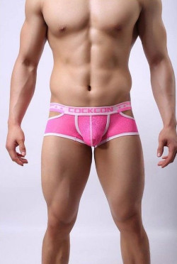 Розовые мужские трусы-хипсы Cockon X Lace Boxer с вырезами Розовые мужские трусы-хипсы Cockon X Lace Boxer с вырезами