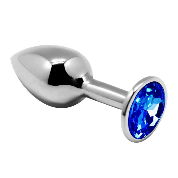 Серебристая анальная втулка с синим кристаллом Mini Metal Butt Plug Size S - 7 см. Серебристая анальная втулка с синим кристаллом Mini Metal Butt Plug Size S - 7 см.
