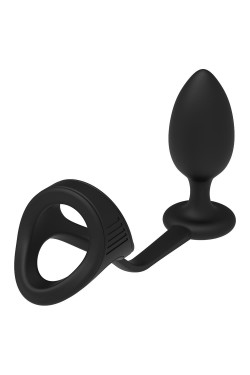 Черное эрекционное кольцо с анальной пробкой Cockstrap With Anal Plug Черное эрекционное кольцо с анальной пробкой Cockstrap With Anal Plug