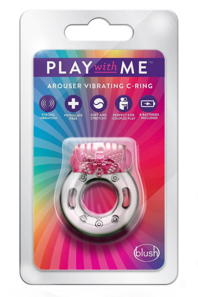 Розовое эрекционное виброкольцо Arouser Vibrating C-Ring Розовое эрекционное виброкольцо Arouser Vibrating C-Ring