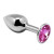 Серебристая анальная втулка с розовым кристаллом Mini Metal Butt Plug Size S - 7 см.