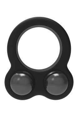 Черное эрекционное кольцо с утяжелителями Cockring Dual Weight