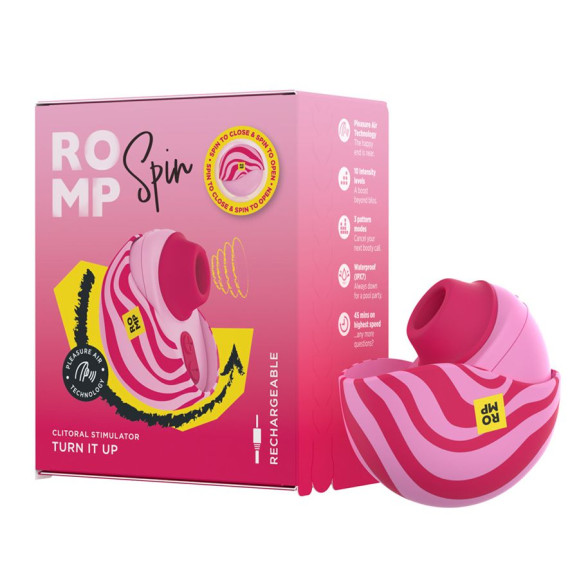 Розовый бесконтактный клиторальный стимулятор Romp Spin Розовый бесконтактный клиторальный стимулятор Romp Spin