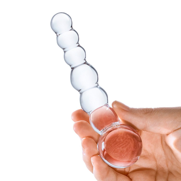 Изогнутный прозрачный стимулятор Beaded Dildo - 13 см. Изогнутный прозрачный стимулятор Beaded Dildo - 13 см.