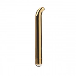 Золотистый вибратор с загнутым кончиком 5-Function Precious Metal Slims Slender G s - 14 см.