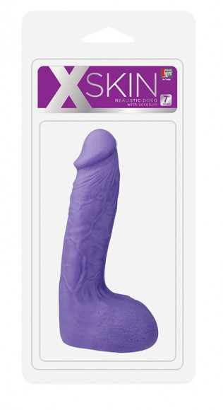 Фиолетовый фаллоимитатор-массажер XSKIN 7 PVC DONG - 18 см.