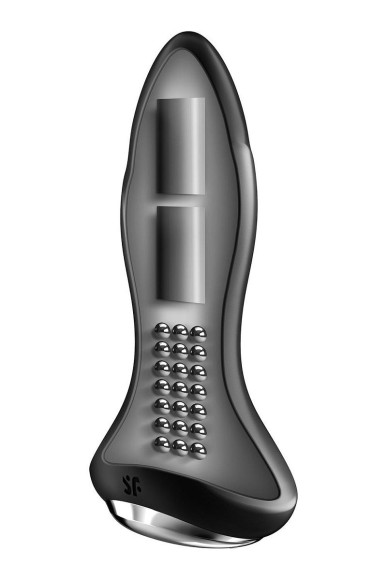 Черная вибропробка с ротацией бусин Rotator Plug 1+ - 12,8 см. Черная вибропробка с ротацией бусин Rotator Plug 1+ - 12,8 см.