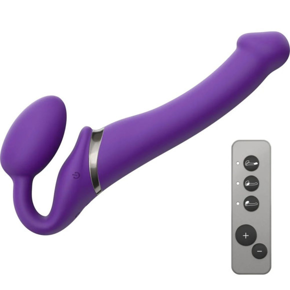Фиолетовый безремневой вибрострапон Vibrating Bendable Strap-On - size L Фиолетовый безремневой вибрострапон Vibrating Bendable Strap-On - size L