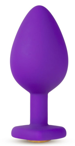 Фиолетовая анальная пробка Bling Plug Large с золотистым стразом - 9,5 см. Фиолетовая анальная пробка Bling Plug Large с золотистым стразом - 9,5 см.