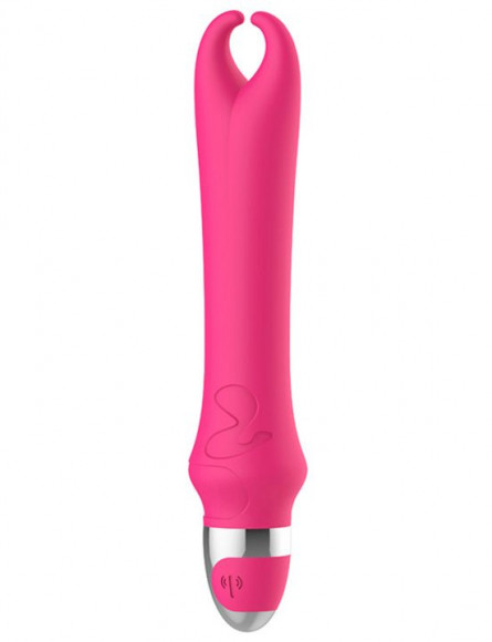 Розовый вибратор с рожками Pedicel - 17,8 см. Розовый вибратор с рожками Pedicel - 17,8 см.