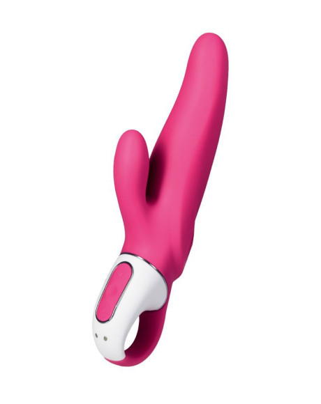Ярко-розовый вибратор Satisfyer Mr. Rabbit с клиторальным отростком - 22,1 см. Ярко-розовый вибратор Satisfyer Mr. Rabbit с клиторальным отростком - 22,1 см.