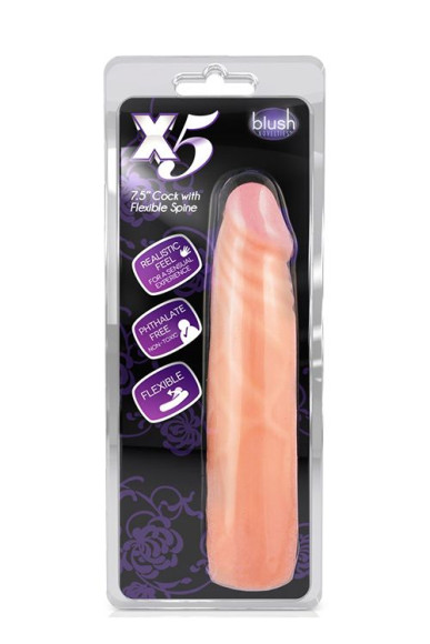 Телесный фаллоимитатор без мошонки X5 7.5 COCK WITH FLEXIBLE SPINE - 19 см. Телесный фаллоимитатор без мошонки X5 7.5 COCK WITH FLEXIBLE SPINE - 19 см.