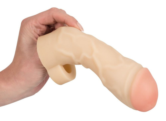 Закрытая удлиняющая насадка на пенис с подхватом мошонки Thicker & Bigger Extension - 17 см. Закрытая удлиняющая насадка на пенис с подхватом мошонки Thicker & Bigger Extension - 17 см.