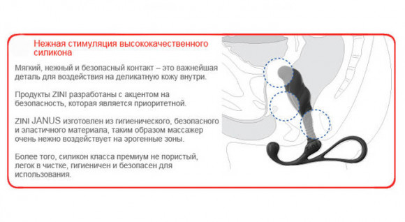 Средний черный массажер простаты ZINI JANUS ANTI-SHOCK Средний черный массажер простаты ZINI JANUS ANTI-SHOCK