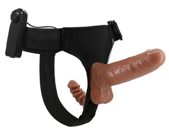 Страпон с вагинальной пробкой и вибрацией Ultra Passionate Harness - 16 см. Страпон с вагинальной пробкой и вибрацией Ultra Passionate Harness - 16 см.