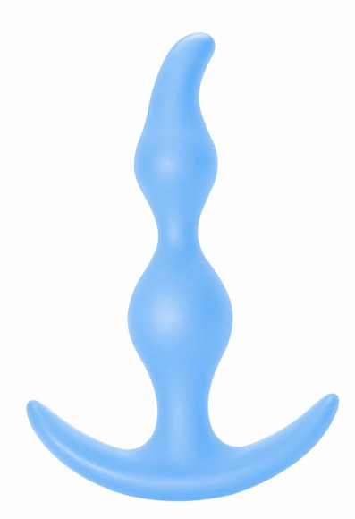 Голубая анальная пробка Bent Anal Plug Black - 13 см. Голубая анальная пробка Bent Anal Plug Black - 13 см.