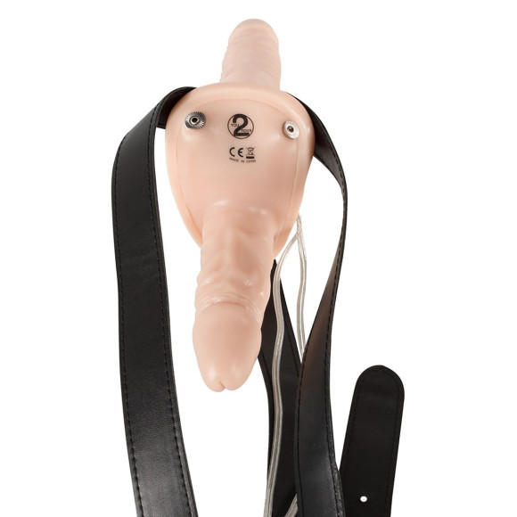 Телесный женский страпон с вагинальной пробкой Strap-On Duo - 15 см. Телесный женский страпон с вагинальной пробкой Strap-On Duo - 15 см.