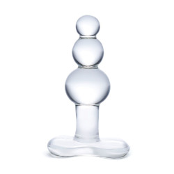 Прозрачная анальная пробка-елочка с 3 шариками Butt Plug with Tapere Base - 11 см.