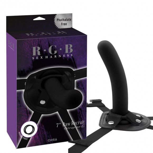 Черный страпон Raw Recruit Strap-On L - 17,7 см. Черный страпон Raw Recruit Strap-On L - 17,7 см.