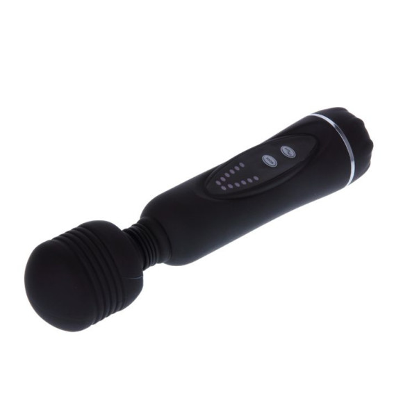 Черный вибромассажер со сменными насадками Power Wand - 20,5 см. Черный вибромассажер со сменными насадками Power Wand - 20,5 см.