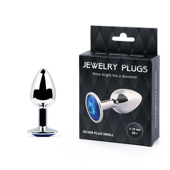 Анальное украшение SILVER PLUG SMALL с синим кристаллом - 7,2 см. Анальное украшение SILVER PLUG SMALL с синим кристаллом - 7,2 см.