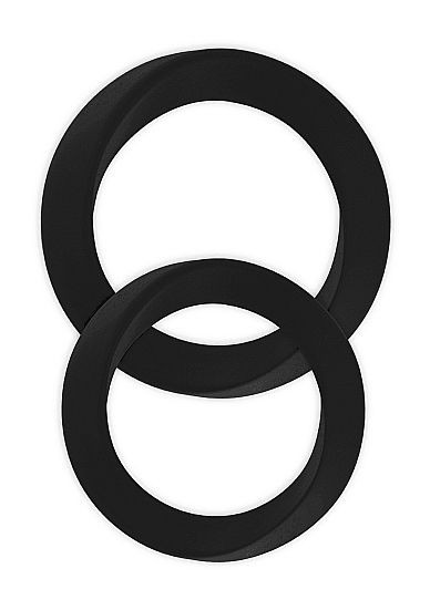Набор из 2 чёрных эрекционных колец разного размера Infinity Thin M and L Cockring 