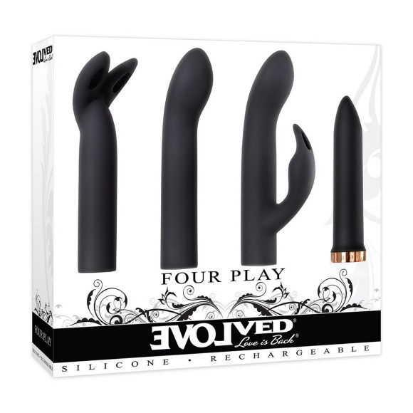 Набор из вибропули и 3 сменных насадок Four Play Набор из вибропули и 3 сменных насадок Four Play
