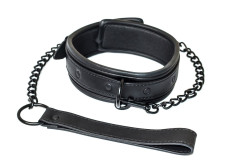 Черный ошейник с поводком Kinky Черный ошейник с поводком Kinky