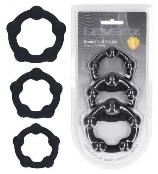 Набор из 3 эрекционных колец Beaded Silicone Cockring Set Набор из 3 эрекционных колец Beaded Silicone Cockring Set