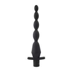 Черная анальная елочка с вибрацией Vibrating Butt Beads - 22 см.