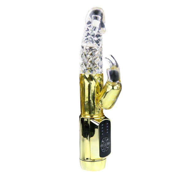 Золотистый вибратор Gold Rabbit Prince с ротацией - 21,5 см. Золотистый вибратор Gold Rabbit Prince с ротацией - 21,5 см.