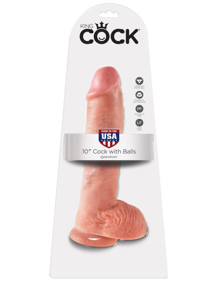 Большой фаллоимитатор с мошонкой 10 Cock with Balls на присоске - 25,4 см. Большой фаллоимитатор с мошонкой 10 Cock with Balls на присоске - 25,4 см.