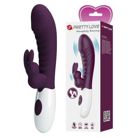 Фиолетовый вибратор-кролик Naughty Bunny - 19,8 см. Фиолетовый вибратор-кролик Naughty Bunny - 19,8 см.