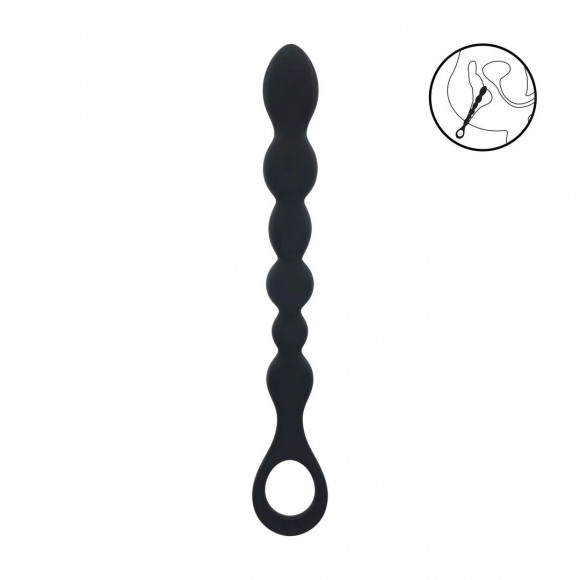 Черная силиконовая цепочка Beaded Snake Silicone Anal Probe with Loop - 26 см. Черная силиконовая цепочка Beaded Snake Silicone Anal Probe with Loop - 26 см.