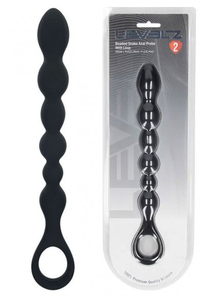 Черная силиконовая цепочка Beaded Snake Silicone Anal Probe with Loop - 26 см. Черная силиконовая цепочка Beaded Snake Silicone Anal Probe with Loop - 26 см.