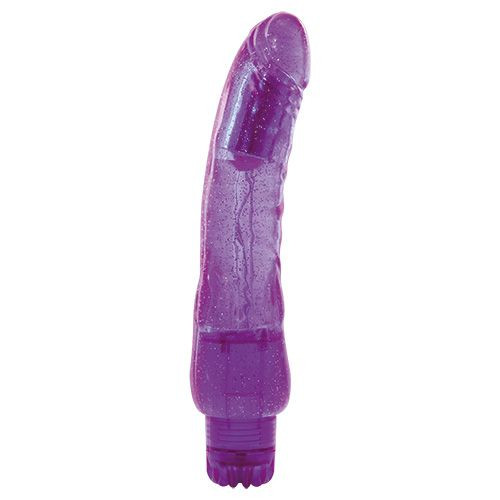 Фиолетовый вибратор  AMMY JELLY BRIGHT GLITTER PURPLE - 24,5 см.