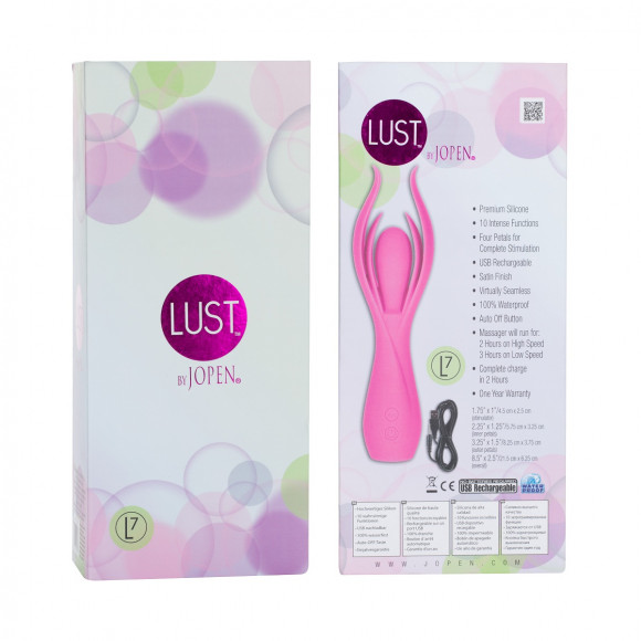 Розовый вибромассажер с двойными лепестками Lust by JOPEN L7 Розовый вибромассажер с двойными лепестками Lust by JOPEN L7