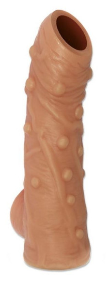 Телесная насадка с пупырышками и открытой головкой Nude Sleeve L - 14 см. Телесная насадка с пупырышками и открытой головкой Nude Sleeve L - 14 см.