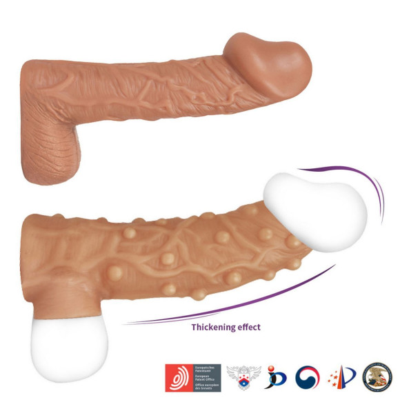 Телесная насадка с пупырышками и открытой головкой Nude Sleeve L - 14 см. Телесная насадка с пупырышками и открытой головкой Nude Sleeve L - 14 см.