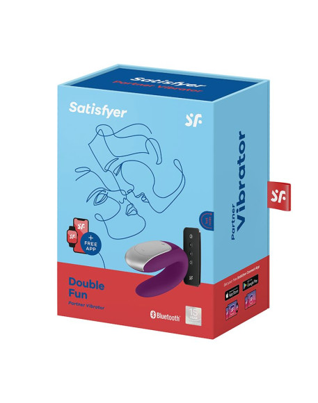 Фиолетовый вибромассажёр для пар Satisfyer Double Fun Фиолетовый вибромассажёр для пар Satisfyer Double Fun