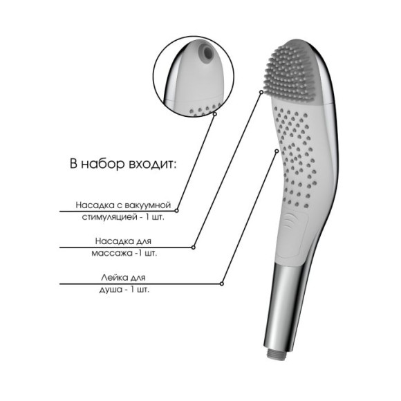 Лейка для душа Massage Hand Shower с 2 сменными насадками Лейка для душа Massage Hand Shower с 2 сменными насадками