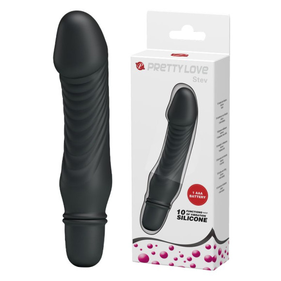 Черный мини-вибратор Stev -13,5 см. Черный мини-вибратор Stev -13,5 см.
