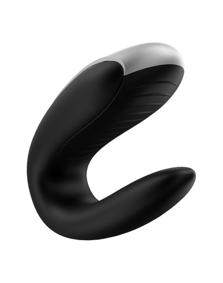 Чёрный вибромассажёр для пар Satisfyer Double Fun Чёрный вибромассажёр для пар Satisfyer Double Fun