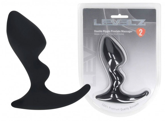 Черная анальная пробка для массажа простаты Double Ripple Silicone Prostate Massager Черная анальная пробка для массажа простаты Double Ripple Silicone Prostate Massager