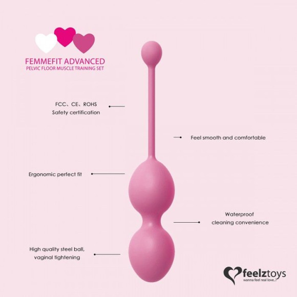 Набор из 3 розовых вагинальных шариков FemmeFit Advanced Pelvic Muscle Training Set Набор из 3 розовых вагинальных шариков FemmeFit Advanced Pelvic Muscle Training Set
